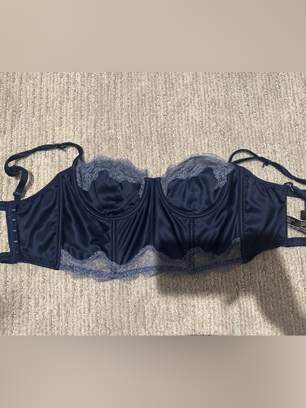 Victoria's Secret Navy Lace-Trim Bustier Bra/corset top